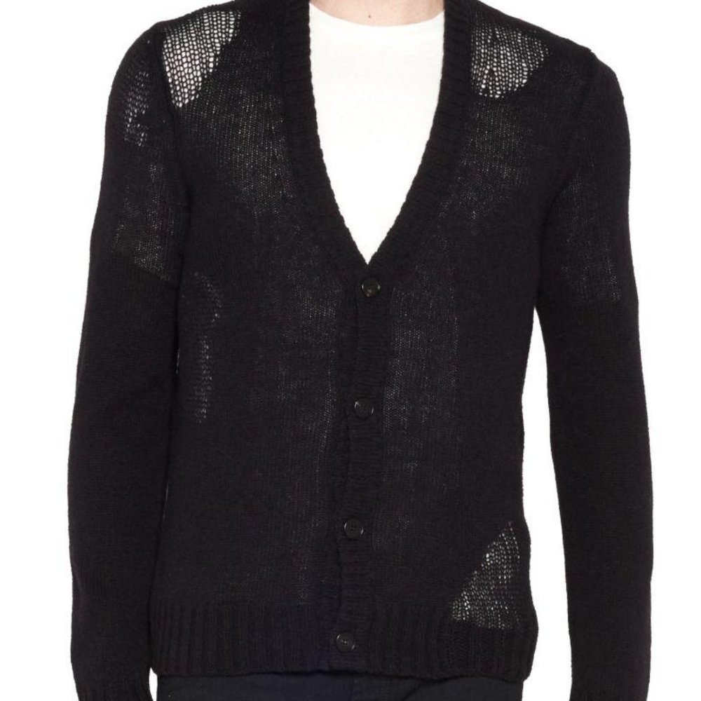 MAISON MARGIELA Wool Destroyed Cardigan In Black